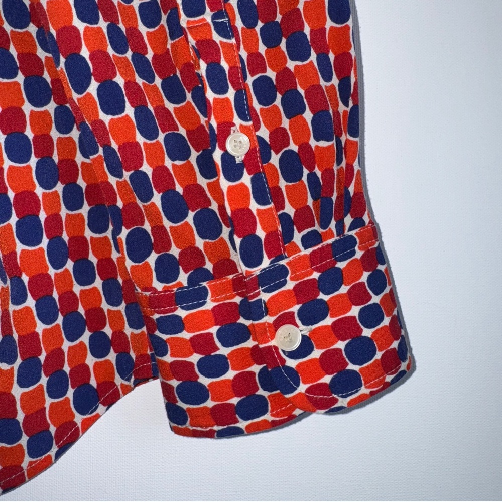 Talbots Long Sleeve Blouse Medium - Dopamine Dressing Geometric Red Blue Orange - Picture 9 of 12